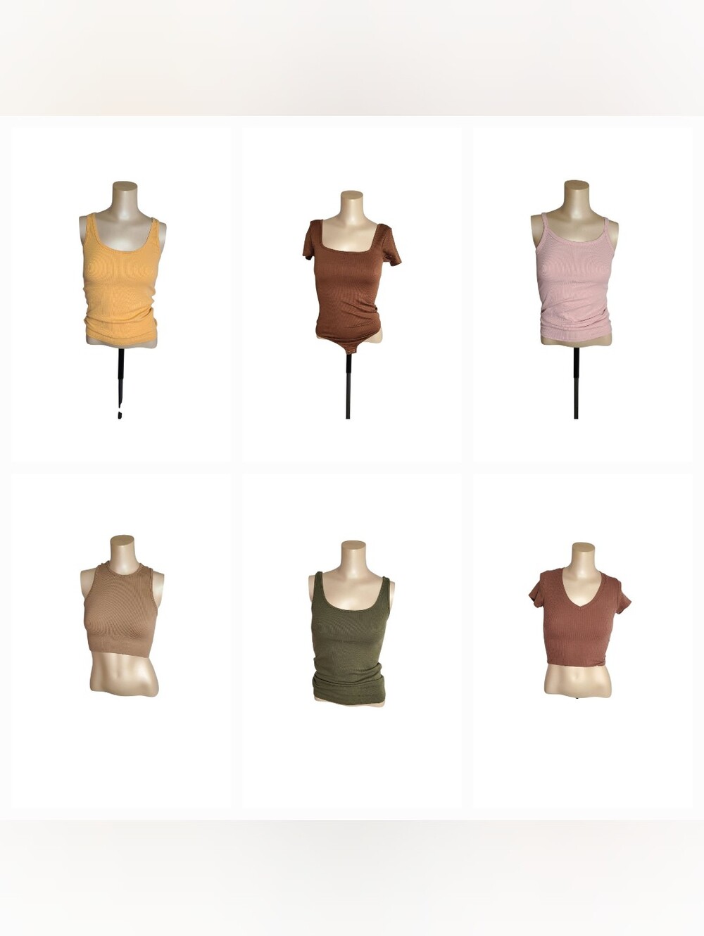 Bundle of 6 Ribbed Crop Tops Tanks & Bodysuit Small